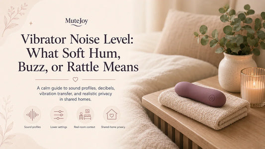 Infographic explaining what vibrator sound profiles mean, including soft hum, buzz, rumble, and rattle.