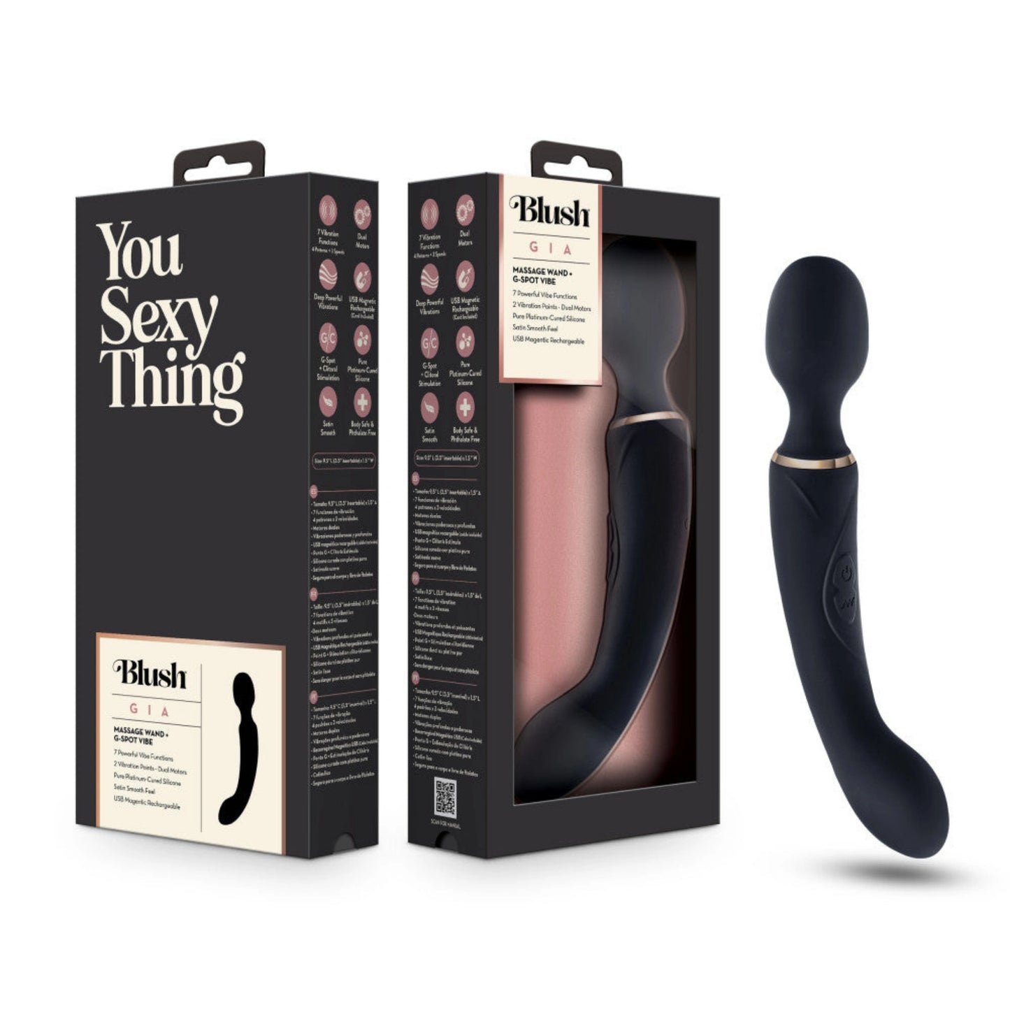 Blush Gia Rechargeable Silicone Massage Wand Vibrator