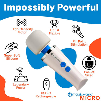 Magic Wand Micro HV-60 Rechargeable Silicone Multispeed Clitoral Wand Massager