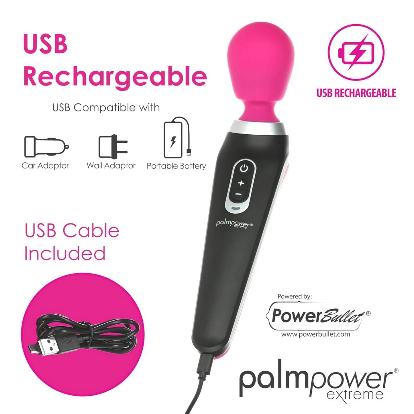 PalmPower Extreme Rechargeable Wand Massager