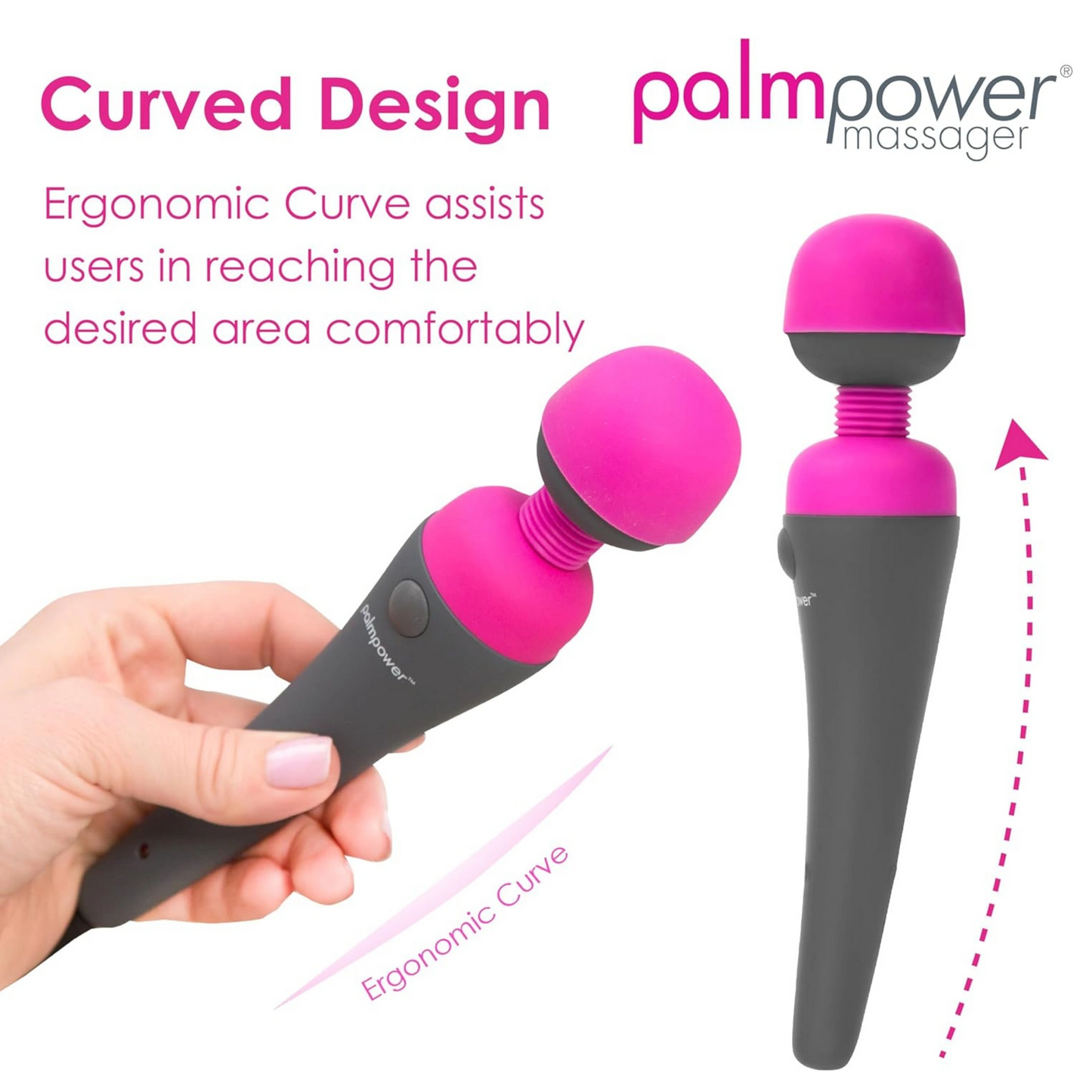 PalmPower Rechargeable Silicone Personal Vibrating Wand Massager