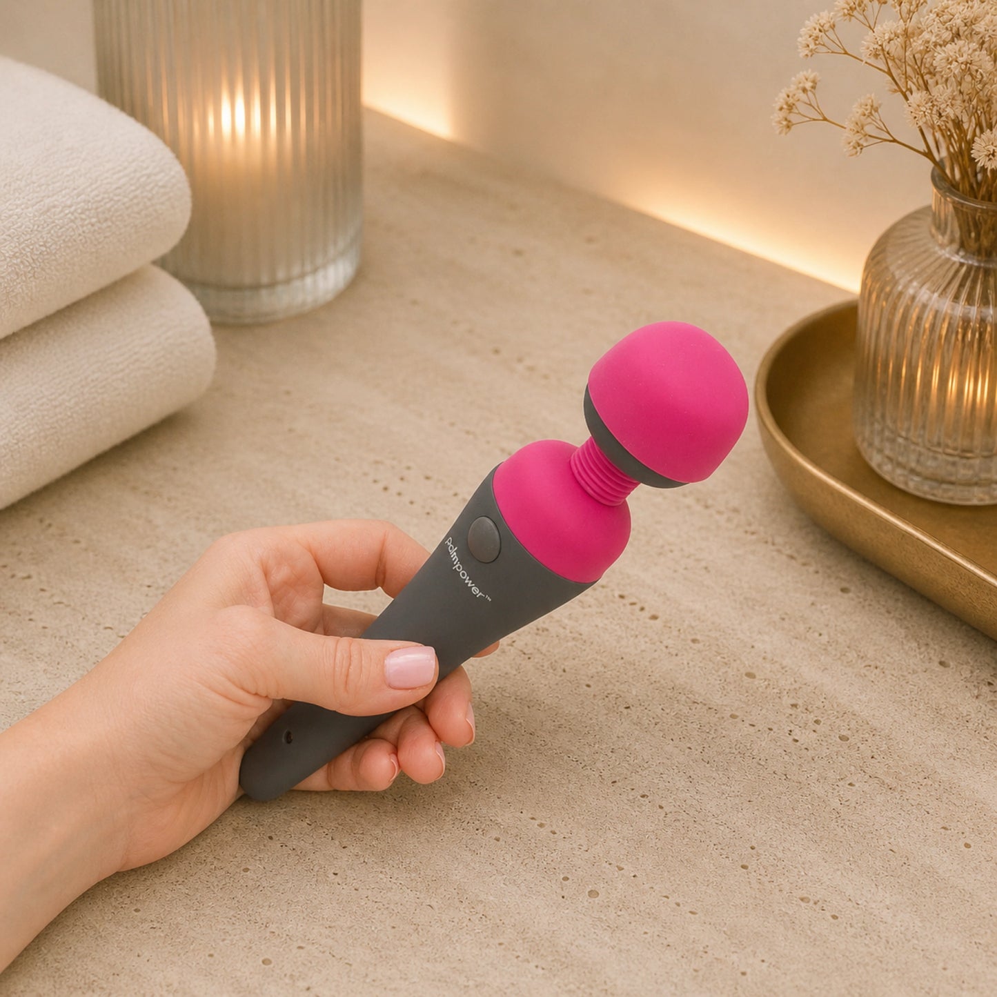 PalmPower Rechargeable Silicone Personal Vibrating Wand Massager