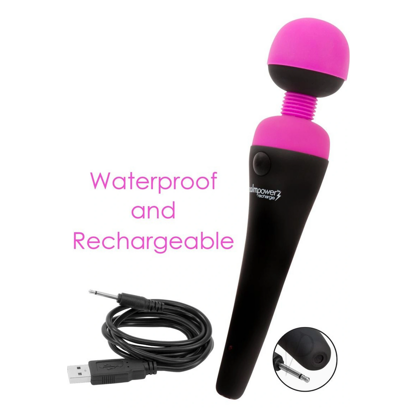 PalmPower Rechargeable Silicone Personal Vibrating Wand Massager