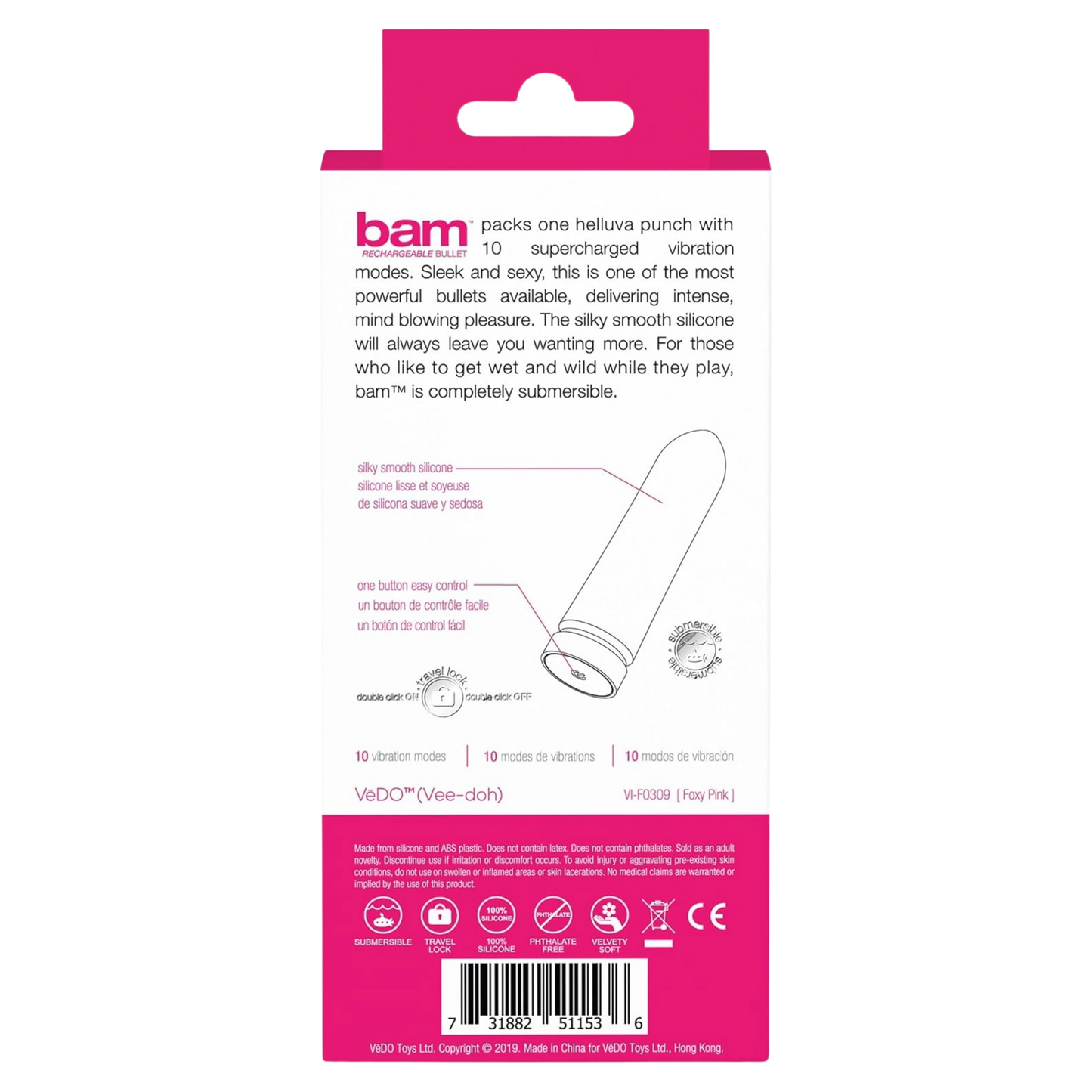 VeDO Bam Rechargeable Silicone Bullet Vibrator
