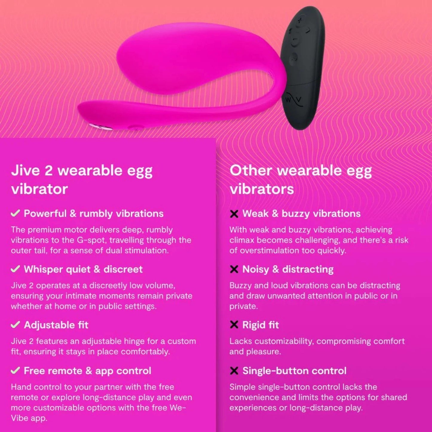 We-Vibe Jive 2 Silicone Rechargeable Wearable App Compatible G-Spot Vibrator