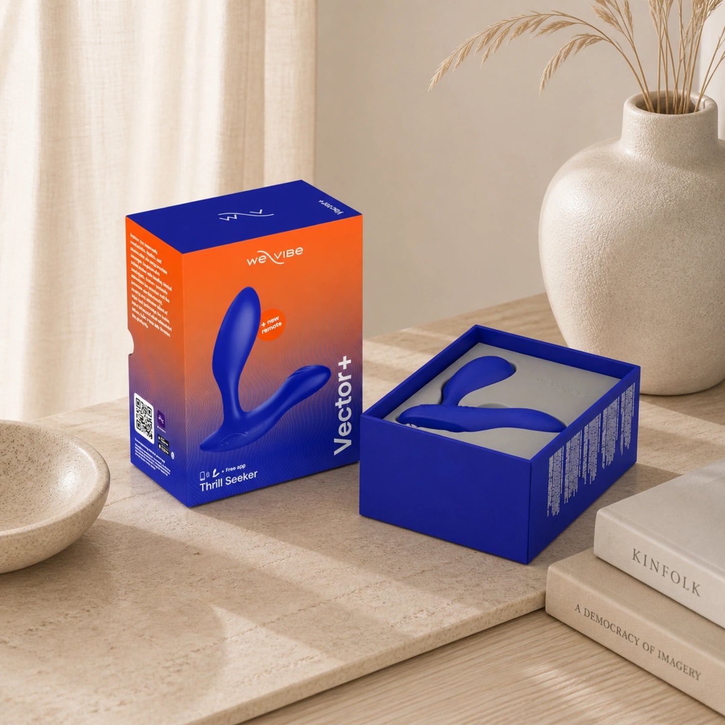 We-Vibe Vector+ Rechargeable Silicone Vibrating Prostate Massager with Remote Control