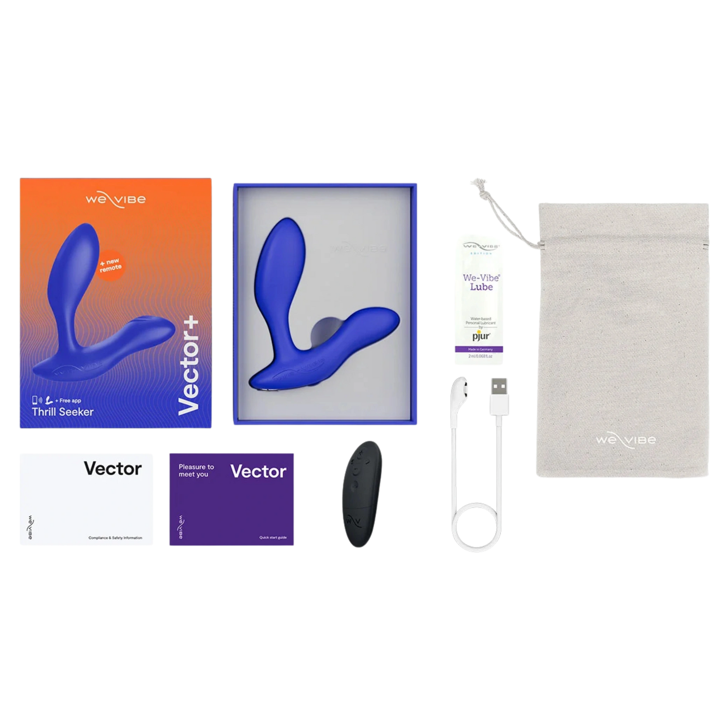 We-Vibe Vector+ Rechargeable Silicone Vibrating Prostate Massager with Remote Control
