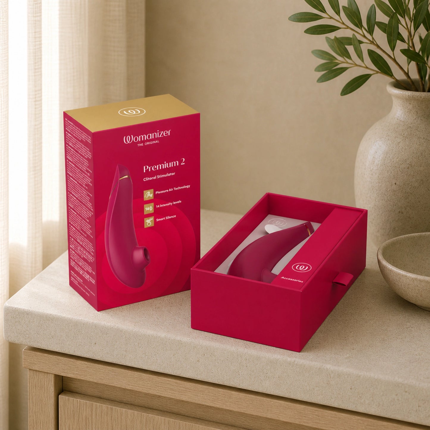 Womanizer Premium 2 Rechargeable Silicone Clitoral Suction Stimulator